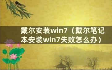 戴尔安装win7（戴尔笔记本安装win7失败怎么办）