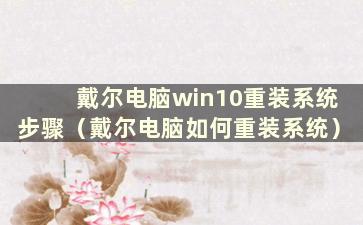 戴尔电脑win10重装系统步骤（戴尔电脑如何重装系统）