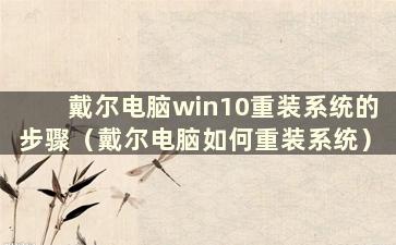 戴尔电脑win10重装系统的步骤（戴尔电脑如何重装系统）