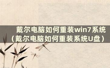 戴尔电脑如何重装win7系统（戴尔电脑如何重装系统U盘）