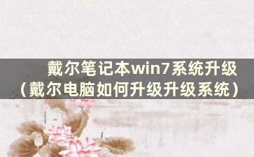 戴尔笔记本win7系统升级（戴尔电脑如何升级升级系统）