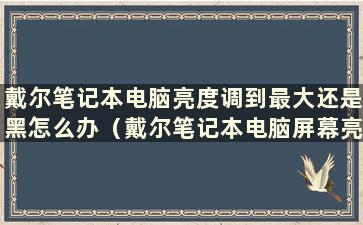 戴尔笔记本电脑亮度调到最大还是黑怎么办（戴尔笔记本电脑屏幕亮度无法调节）