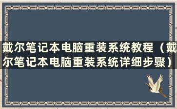 戴尔笔记本电脑重装系统教程（戴尔笔记本电脑重装系统详细步骤）