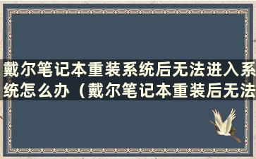 戴尔笔记本重装系统后无法进入系统怎么办（戴尔笔记本重装后无法进入系统）