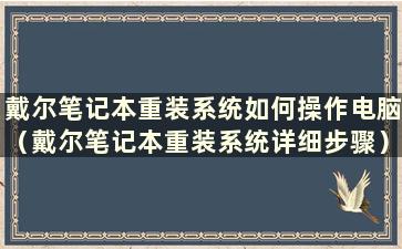 戴尔笔记本重装系统如何操作电脑（戴尔笔记本重装系统详细步骤）