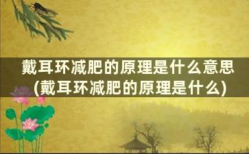 戴耳环减肥的原理是什么意思(戴耳环减肥的原理是什么)