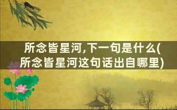 所念皆星河,下一句是什么(所念皆星河这句话出自哪里)