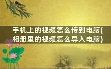 手机上的视频怎么传到电脑(相册里的视频怎么导入电脑)