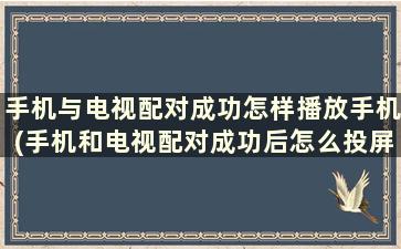 手机与电视配对成功怎样播放手机(手机和电视配对成功后怎么投屏)