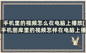 手机里的视频怎么在电脑上播放(手机图库里的视频怎样在电脑上播放)