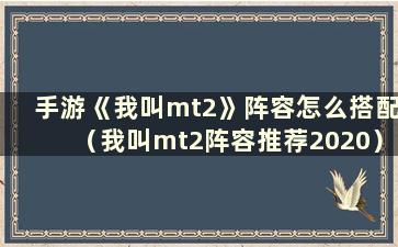 手游《我叫mt2》阵容怎么搭配（我叫mt2阵容推荐2020）