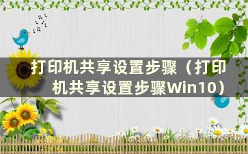 打印机共享设置步骤（打印机共享设置步骤Win10）