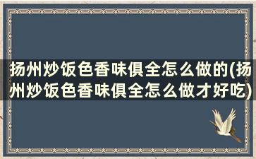 扬州炒饭色香味俱全怎么做的(扬州炒饭色香味俱全怎么做才好吃)