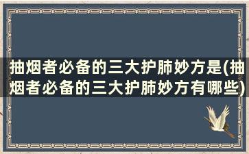 抽烟者必备的三大护肺妙方是(抽烟者必备的三大护肺妙方有哪些)