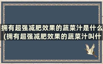 拥有超强减肥效果的蔬菜汁是什么(拥有超强减肥效果的蔬菜汁叫什么)