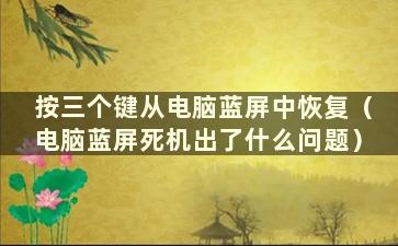 按三个键从电脑蓝屏中恢复（电脑蓝屏死机出了什么问题）