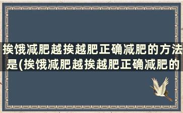 挨饿减肥越挨越肥正确减肥的方法是(挨饿减肥越挨越肥正确减肥的方法)