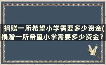 捐赠一所希望小学需要多少资金(捐赠一所希望小学需要多少资金？)