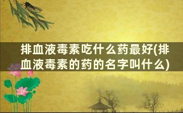 排血液毒素吃什么药最好(排血液毒素的药的名字叫什么)