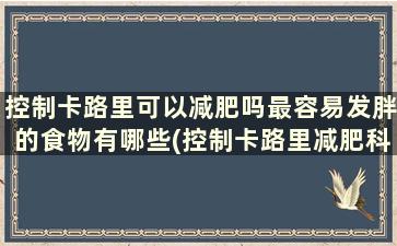 控制卡路里可以减肥吗最容易发胖的食物有哪些(控制卡路里减肥科学吗)