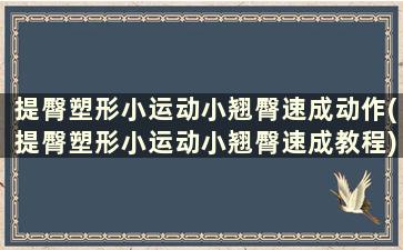 提臀塑形小运动小翘臀速成动作(提臀塑形小运动小翘臀速成教程)