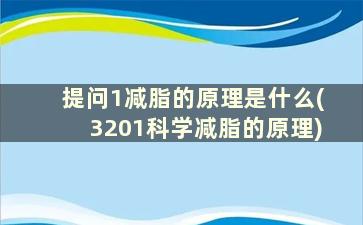 提问1减脂的原理是什么(3201科学减脂的原理)