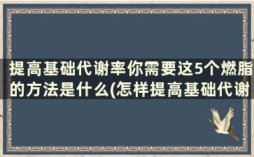 提高基础代谢率你需要这5个燃脂的方法是什么(怎样提高基础代谢率加快燃脂)