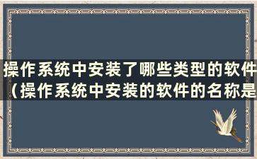 操作系统中安装了哪些类型的软件（操作系统中安装的软件的名称是什么）