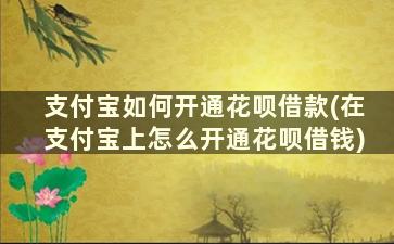 支付宝如何开通花呗借款(在支付宝上怎么开通花呗借钱)