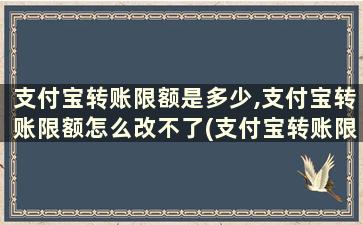 支付宝转账限额是多少,支付宝转账限额怎么改不了(支付宝转账限额是多少,支付宝转账限额怎么改变)