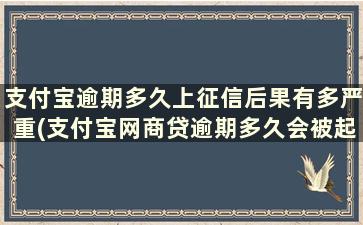 支付宝逾期多久上征信后果有多严重(支付宝网商贷逾期多久会被起诉会有什么后果)