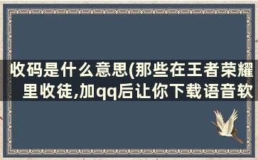 收码是什么意思(那些在王者荣耀里收徒,加qq后让你下载语音软件,填邀请码的是什么意思)