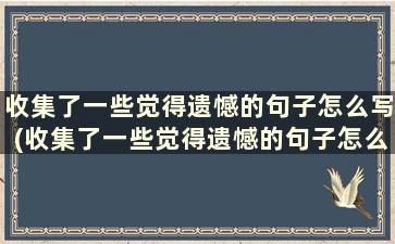 收集了一些觉得遗憾的句子怎么写(收集了一些觉得遗憾的句子怎么说)