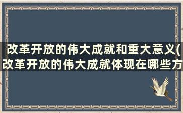 改革开放的伟大成就和重大意义(改革开放的伟大成就体现在哪些方面)