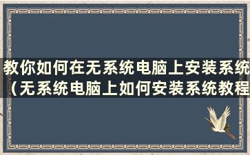 教你如何在无系统电脑上安装系统（无系统电脑上如何安装系统教程）