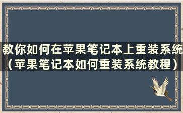 教你如何在苹果笔记本上重装系统（苹果笔记本如何重装系统教程）