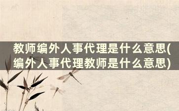 教师编外人事代理是什么意思(编外人事代理教师是什么意思)