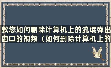 教您如何删除计算机上的流氓弹出窗口的视频（如何删除计算机上的流氓弹出窗口）