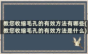 教您收缩毛孔的有效方法有哪些(教您收缩毛孔的有效方法是什么)