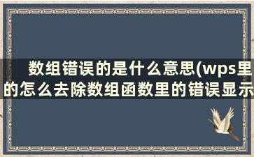 数组错误的是什么意思(wps里的怎么去除数组函数里的错误显示)