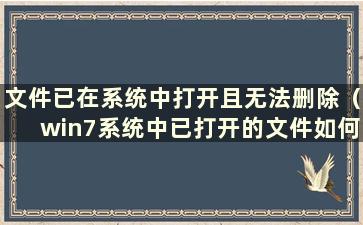 文件已在系统中打开且无法删除（win7系统中已打开的文件如何删除）