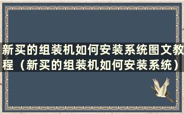 新买的组装机如何安装系统图文教程（新买的组装机如何安装系统）