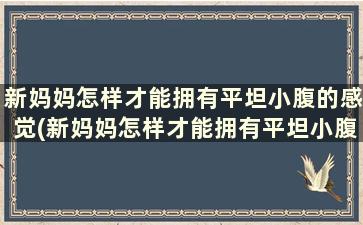 新妈妈怎样才能拥有平坦小腹的感觉(新妈妈怎样才能拥有平坦小腹肌)