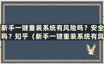 新手一键重装系统有风险吗？安全吗？知乎（新手一键重装系统有风险吗？安全吗？）