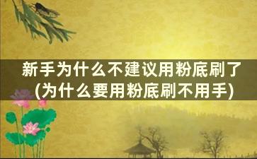 新手为什么不建议用粉底刷了(为什么要用粉底刷不用手)