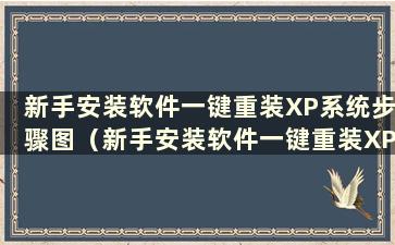 新手安装软件一键重装XP系统步骤图（新手安装软件一键重装XP系统步骤图）