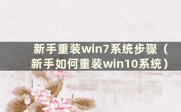 新手重装win7系统步骤（新手如何重装win10系统）