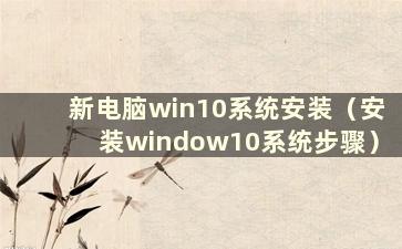 新电脑win10系统安装（安装window10系统步骤）