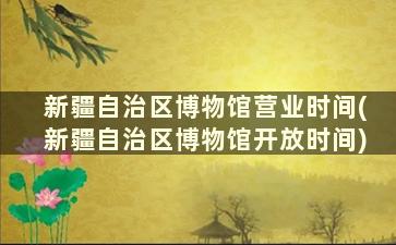 新疆自治区博物馆营业时间(新疆自治区博物馆开放时间)