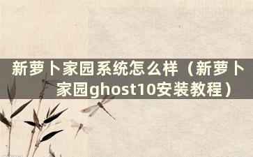 新萝卜家园系统怎么样（新萝卜家园ghost10安装教程）